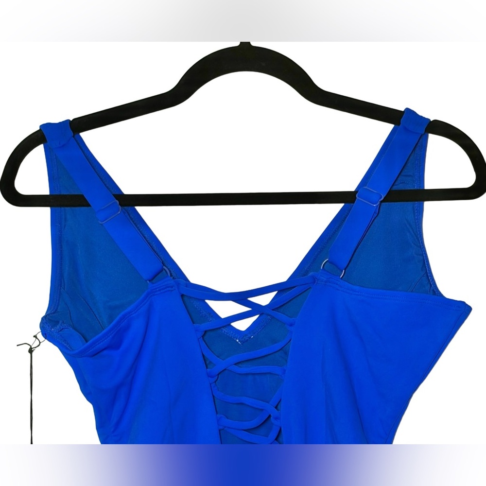 NWT Ta3 Plungey Sapphire Open Back One Piece Shapewear Swimsuit, Large Short - Picture 5 of 13